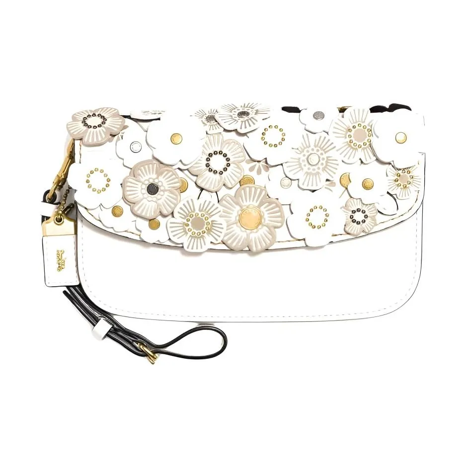 COACH Кожа Запястье Сумка Клатч Маленький Женская Белая