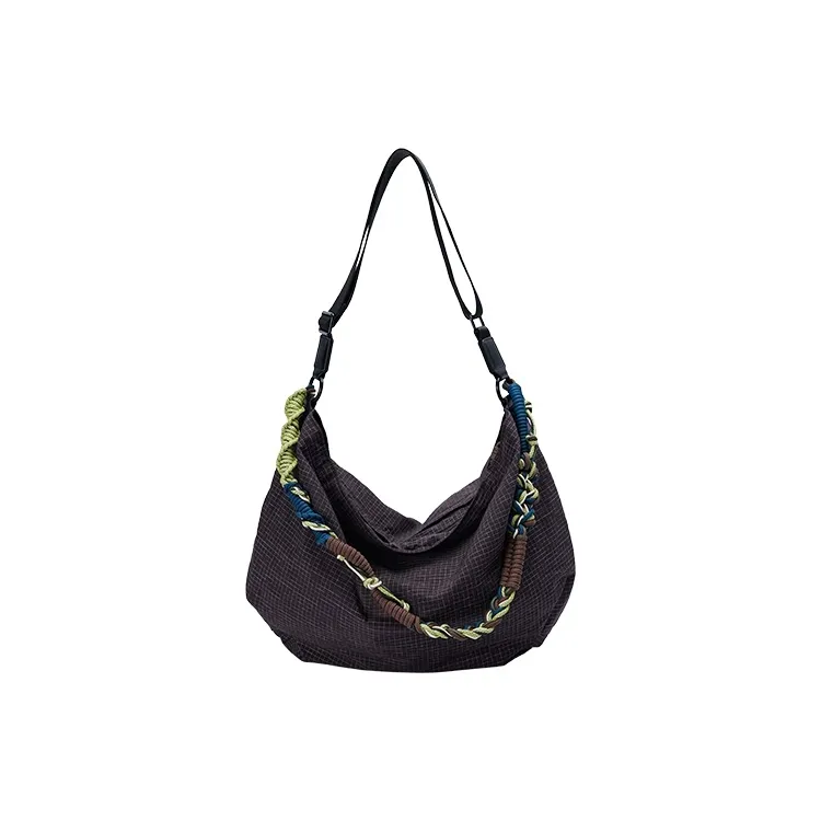 URBAN REVIVO Ткань Сумка через плечо Стандартная Мужская Темно-коричневый Клетка