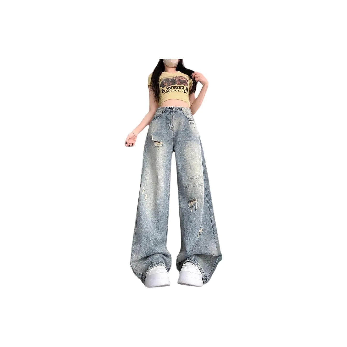 UOOHE Винтажный Светлый Женские Джинсы