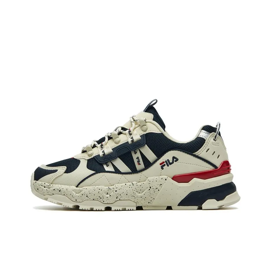 FILA TREK Baby's Breath Wear resistant And Lightweight Low Top Chunky Sneakers Women's White Blue