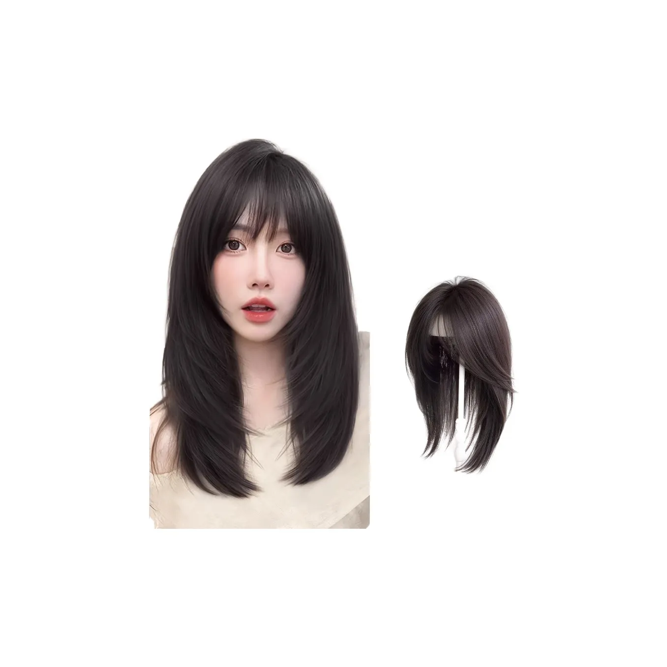 TIANKONGSHU Французская цепочка с застежкой на ключицу женская парик смешанный шелк короткие прямые волосы