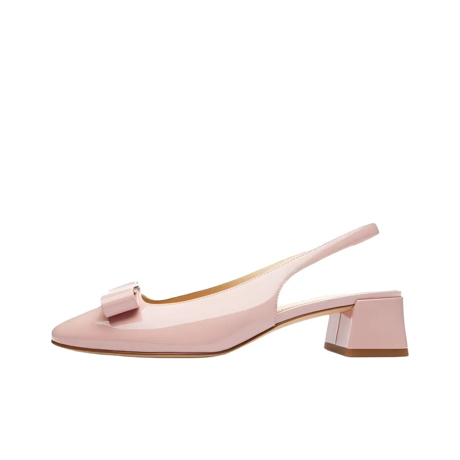 COACH PLAQUE Квадратный каблук Высокие каблуки 4CM Женские Нюдово-розовый