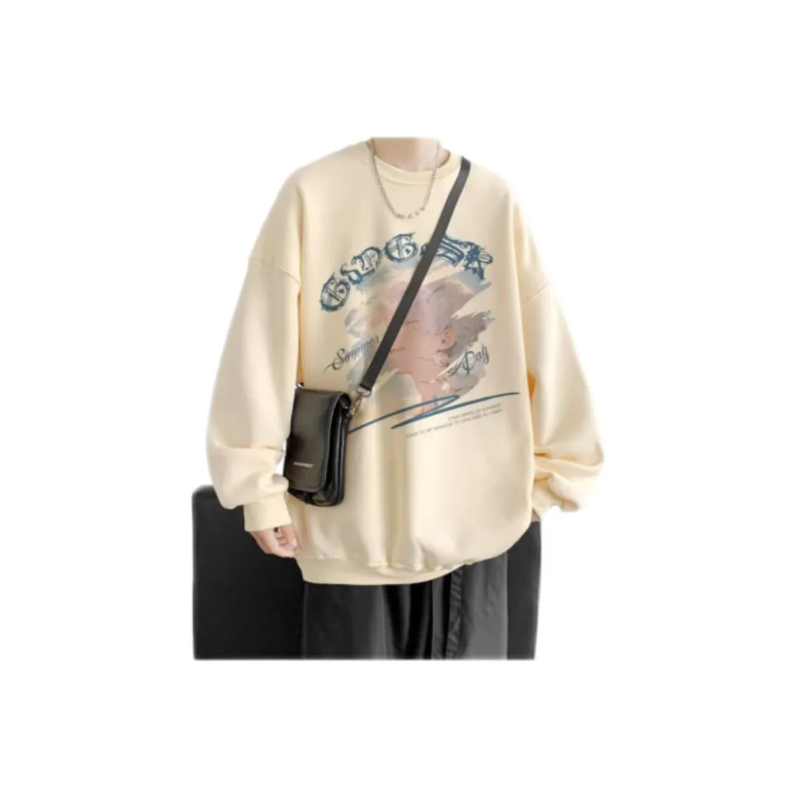 TONYBEAR Мужская одежда Casual Sports Винтаж Принт Port Городской Хлопок Толстовка Минималистский стиль Американский Топ Мужской