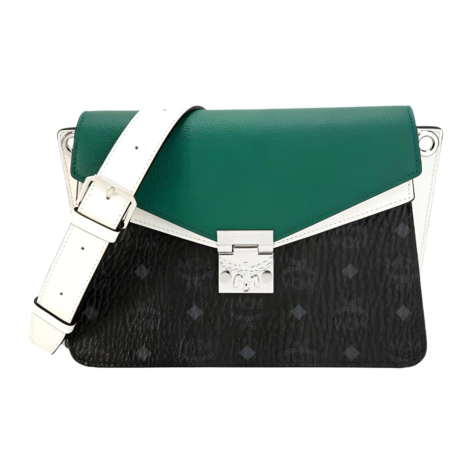 MCM Visetos PVC Shoulder Bag, Crossbody Bag Women's Green/Black/White