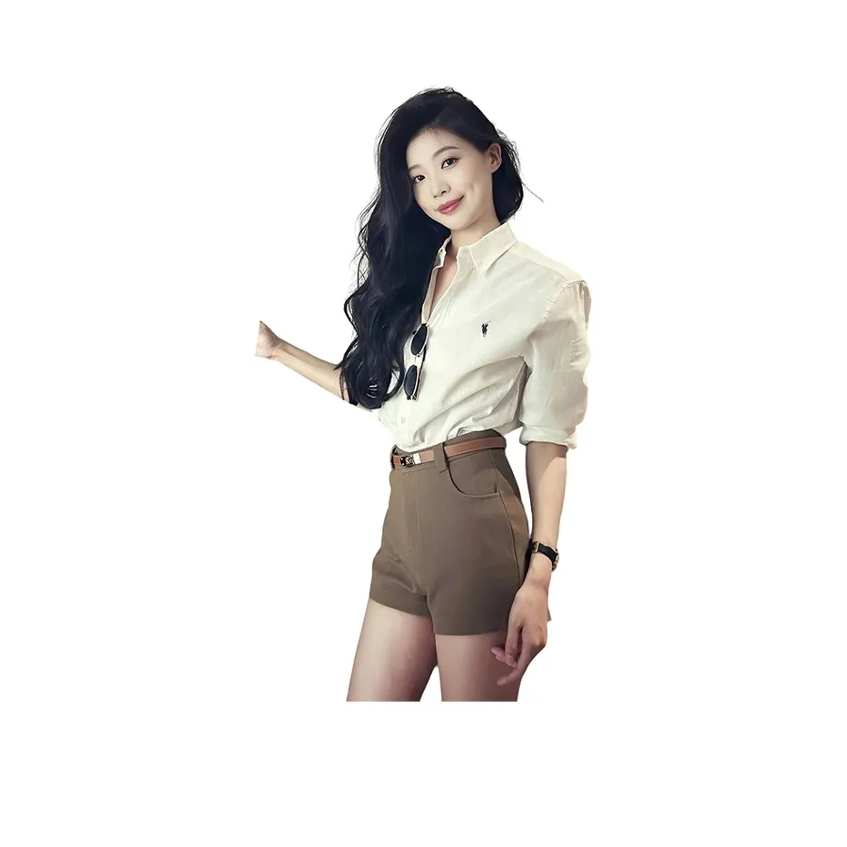 PARKYEON Белая рубашка + шорты женские повседневные костюмы