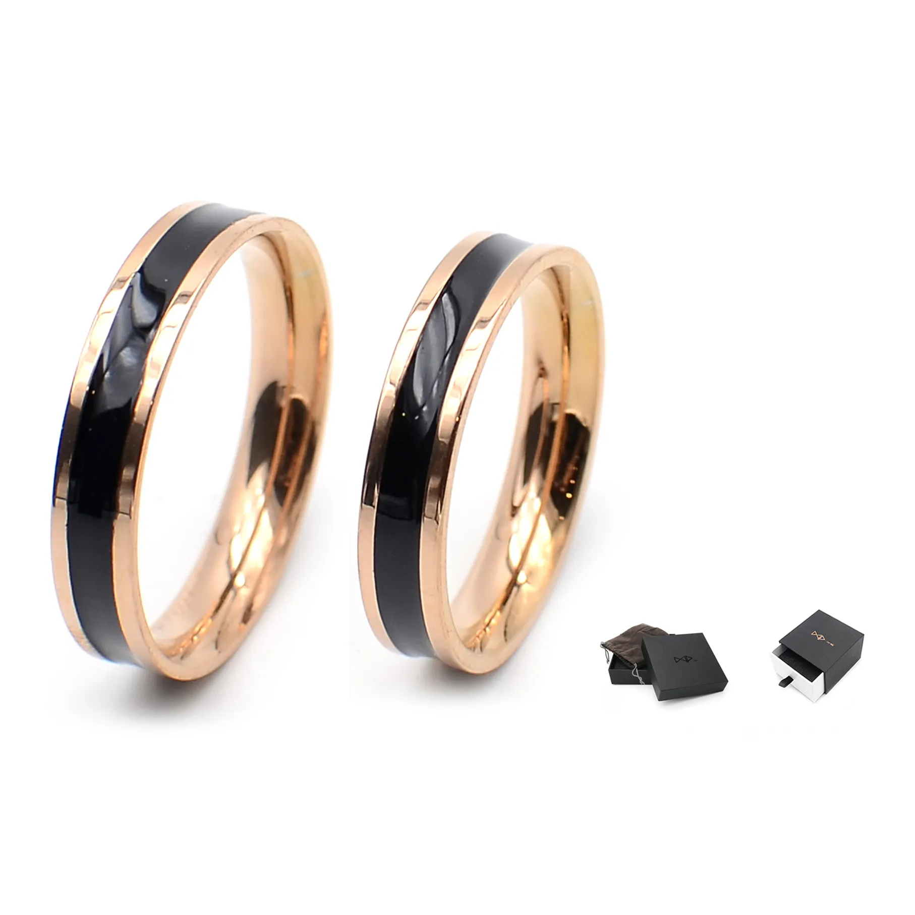 DAP Кольца из нержавеющей стали черный золото унисекс