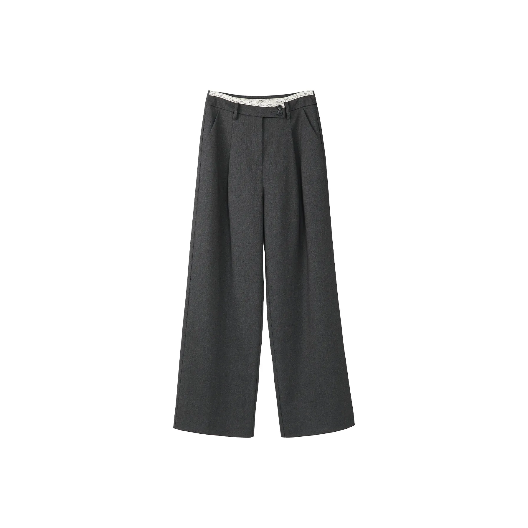 Fstudio Корейский стиль Маленький Элегантность Коммутирование Прямой крой HIGH RISE Повседневные брюки Женские