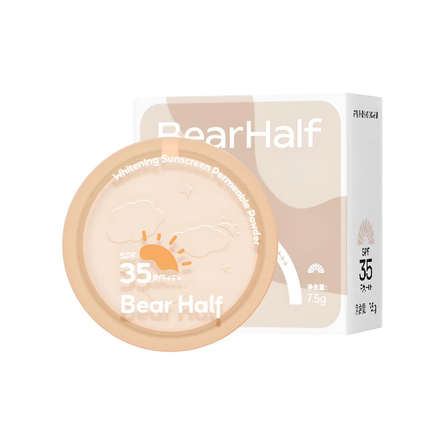 BEAR HALF Настройка Отбеливающий Контроль Жирности Пудра Без Эффекта Кэйки Нет TRANSFER Легко Смесь Солнцезащитный 7,5г