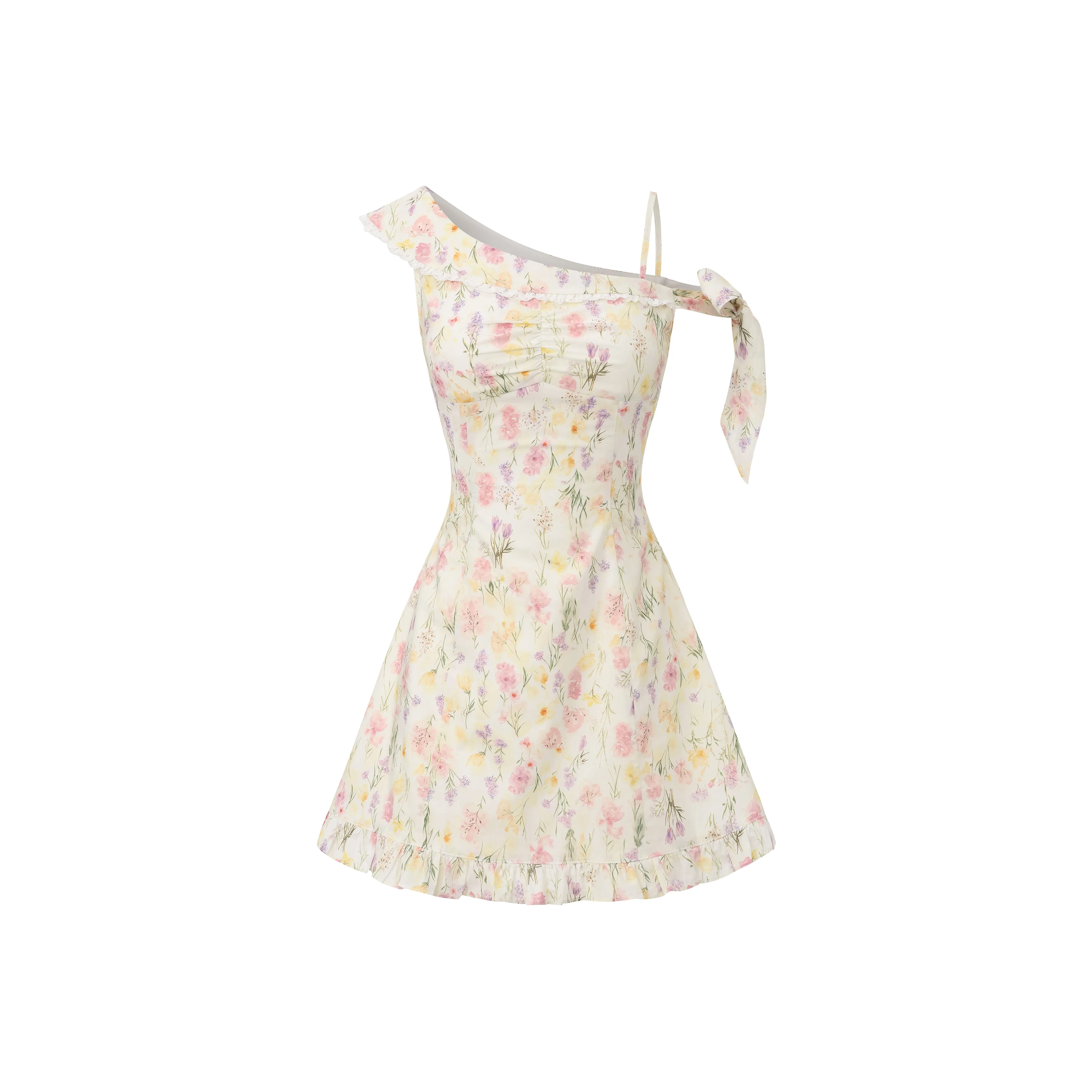 CHIWAWAMEME Бежево-абрикосовое цветочное платье женское слип-платье