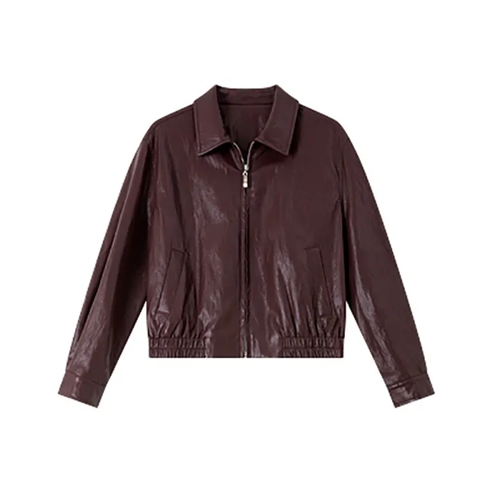 LUYOUYE Женские кожаные куртки бордового цвета