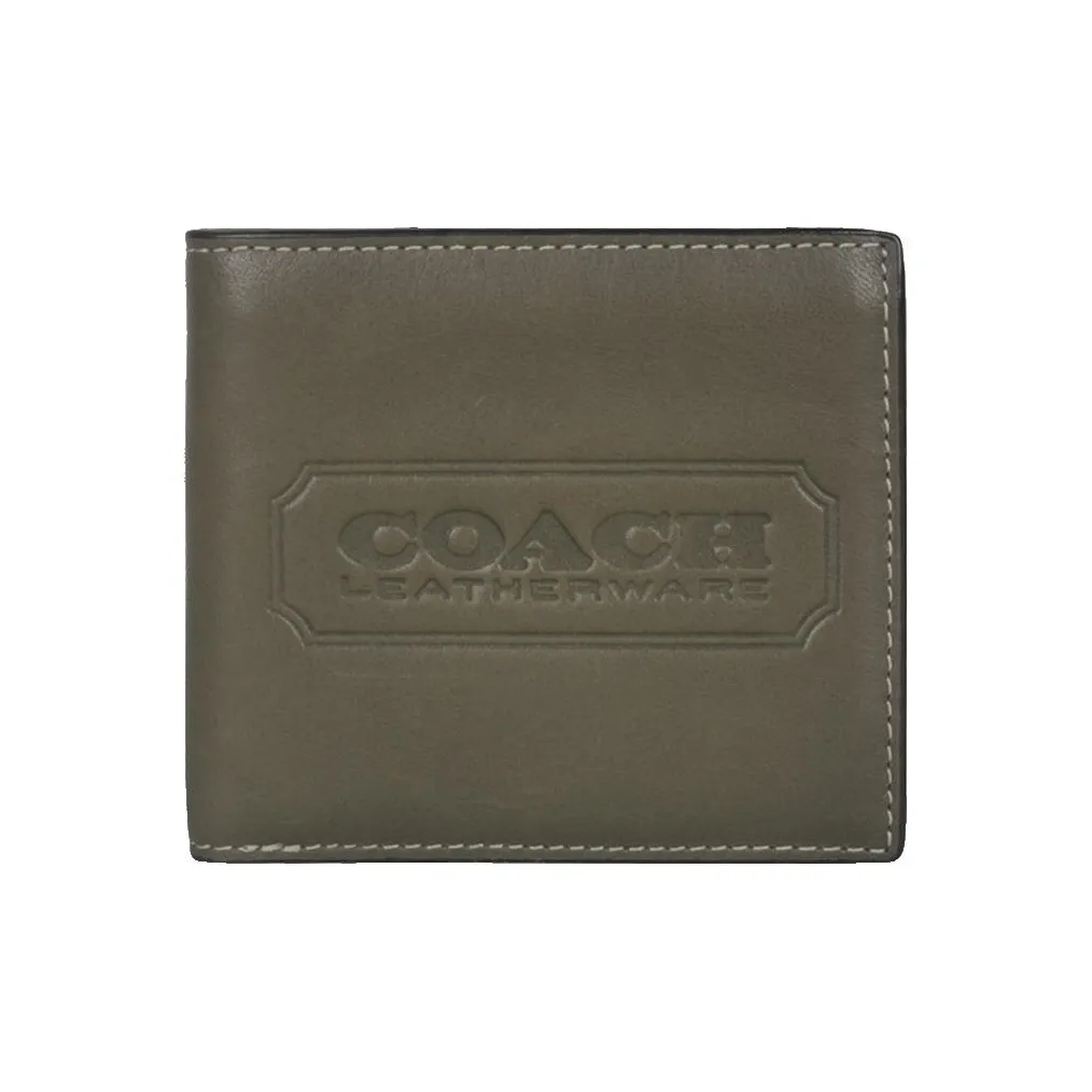 COACH Коровья кожа Двойной складной кошелек Мужской Армейский зеленый