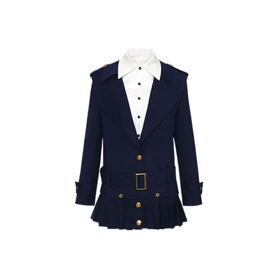 HYTE MOLY Темно-синий Женские Длинные Платья с Рукавами