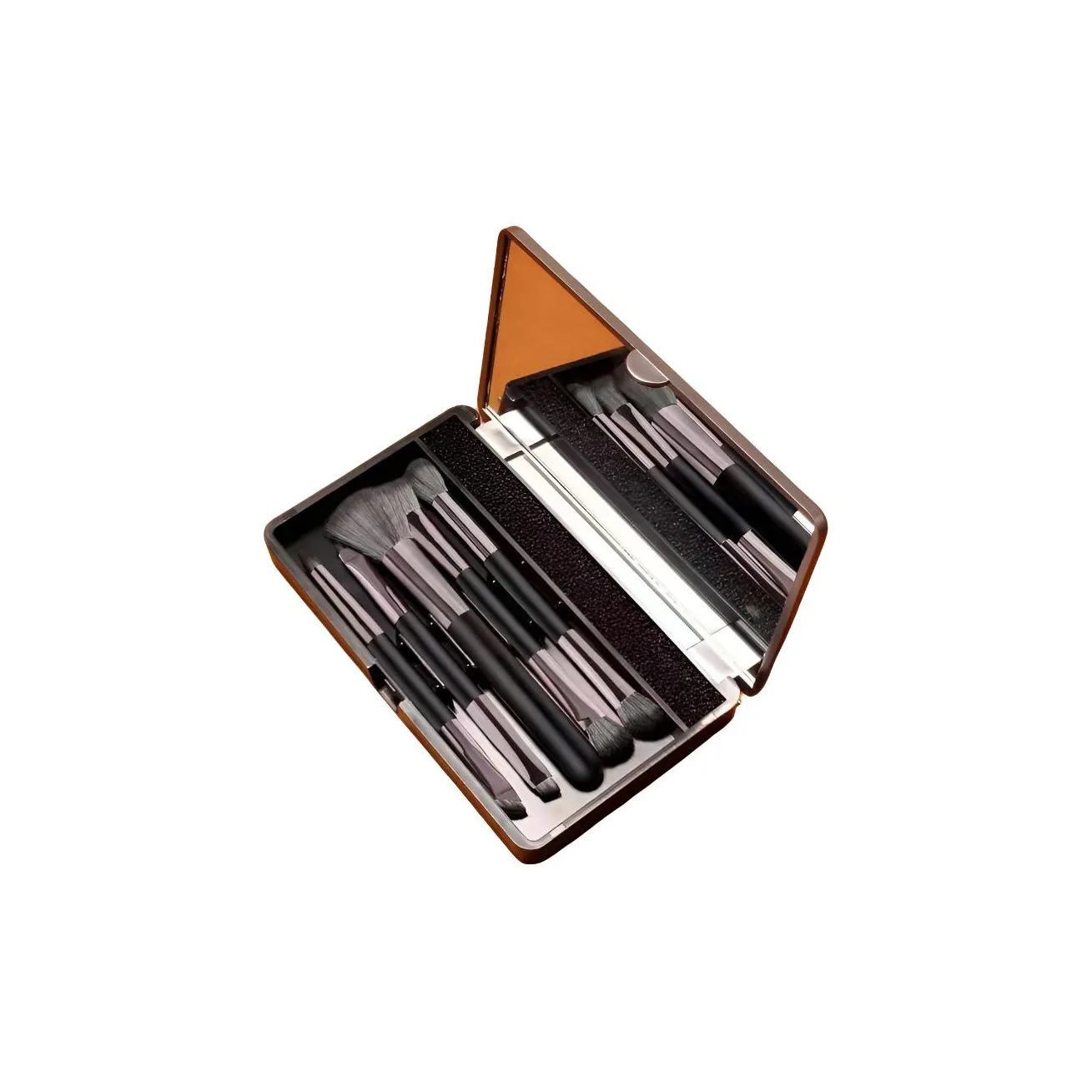 TLXT Двойная головка для теней для век Портативный набор из 5 кистей для макияжа Зеркало включено Многофункциональные косметические инструменты