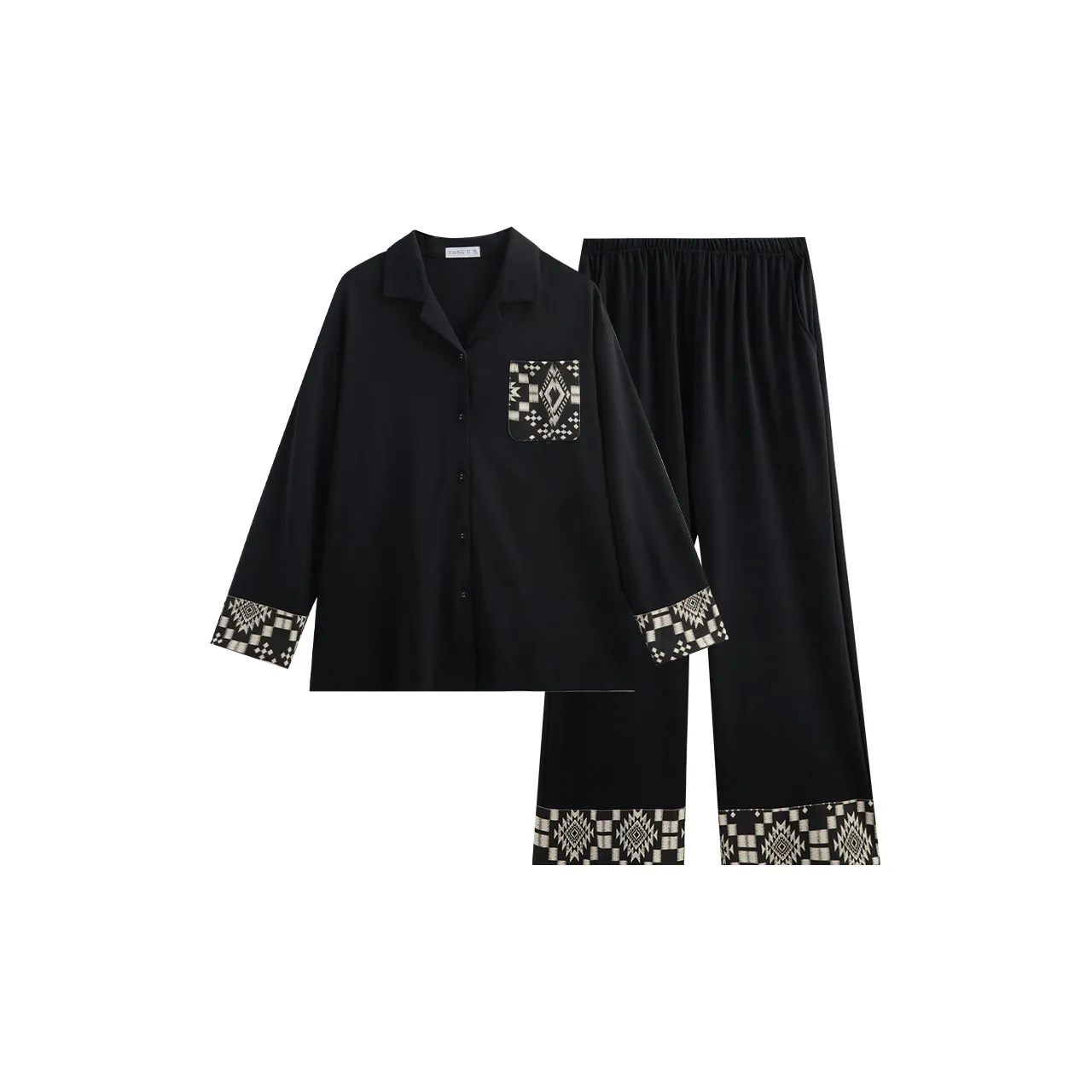 Same Language Пижамный комплект женский Wabi Sabi черный · Геометрический узор