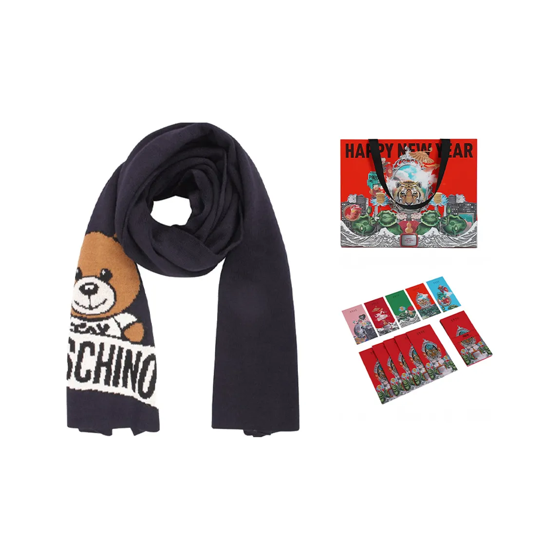 MOSCHINO Вязаные шарфы Унисекс Темно-синий