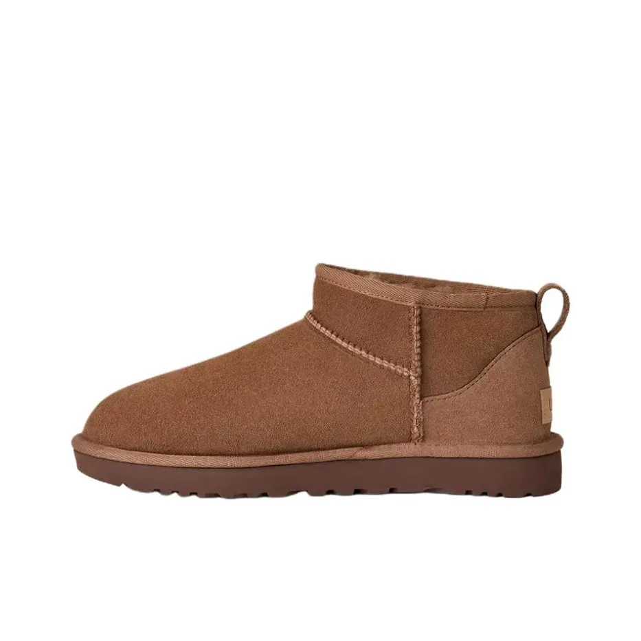 UGG CLASSIC ULTRA MINI Термостойкие ботинки для снега женские темно-коричневые длина до щиколотки