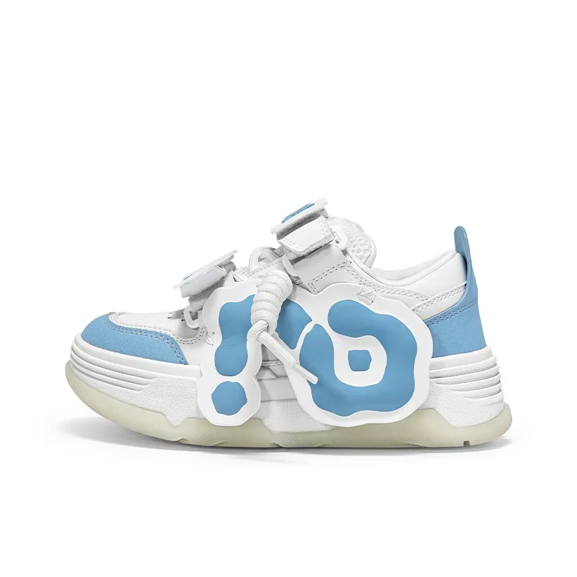 CN Skate Panda Anti-Slip And Wear-Resistant Lightweight Height Increasing Low-Top Skateboard Shoes Unisex White Blue