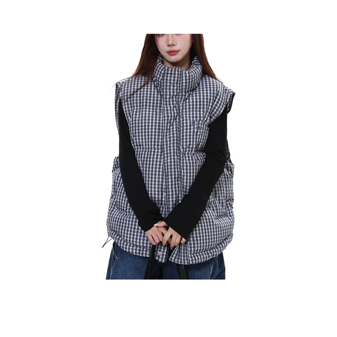 9c collective Синие Клетчатые Женские Жилеты