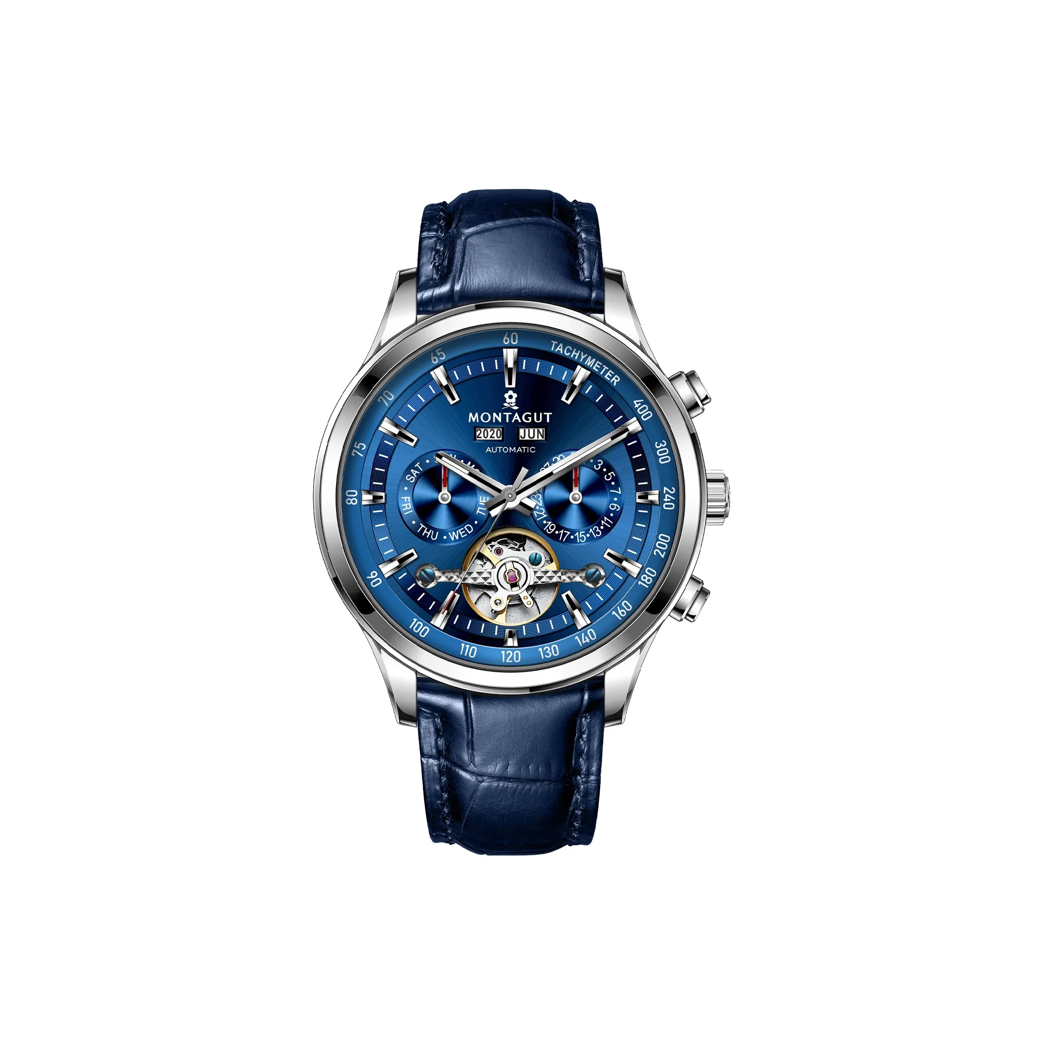 Montagut Автоматический Механический Механизм Часы Мужские Синий Циферблат
