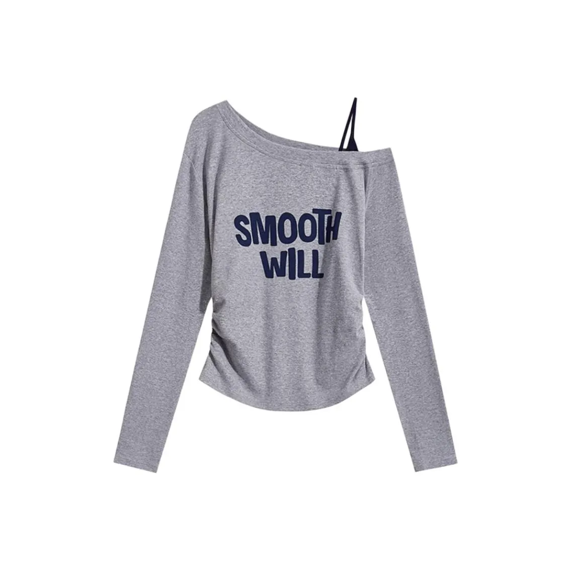 IUNOP Принт Универсальный Mock Два предмета Топ с асимметричным плечом длинный рукав рубашка для женских модных женских