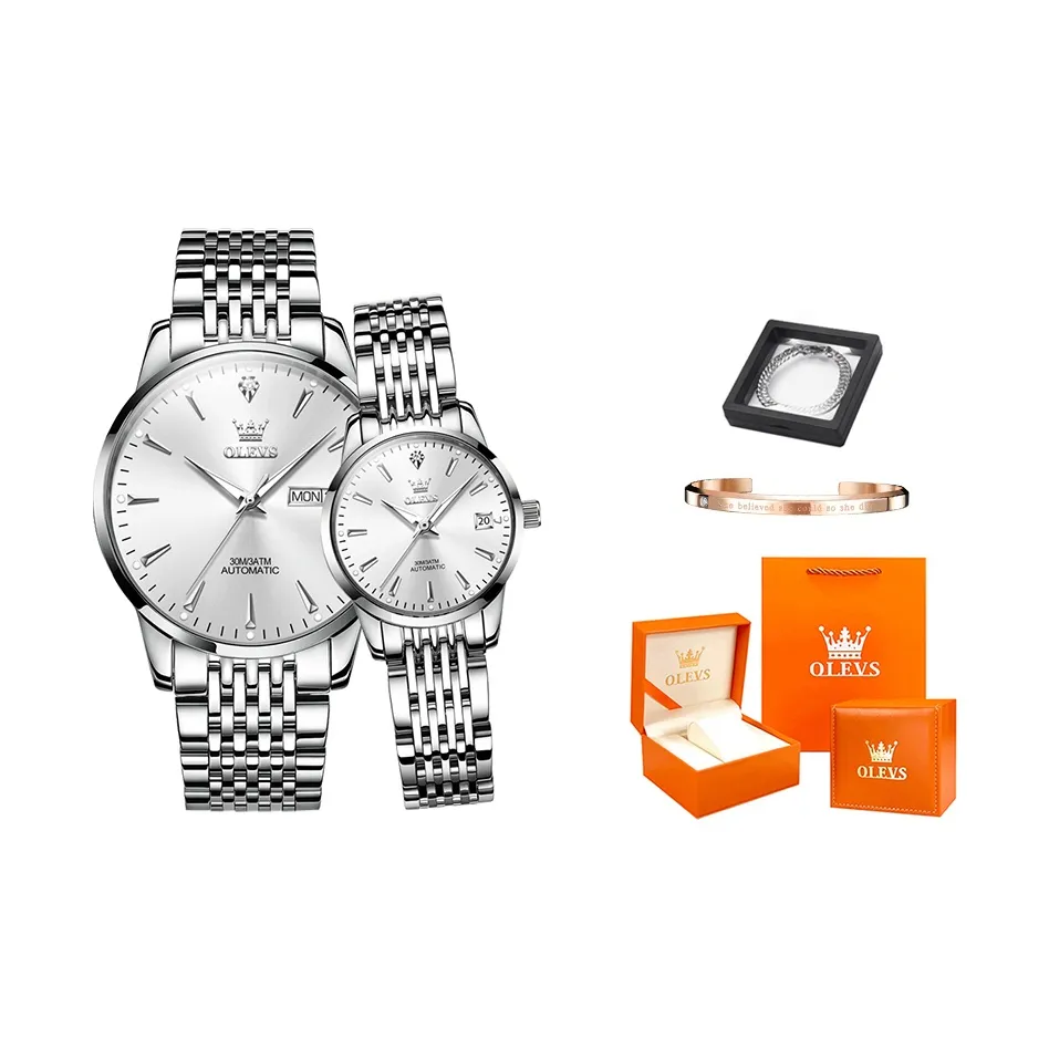 OLEVS Heart to Heart Knot Collection Mechanical Movement Watch Unisex White Dial