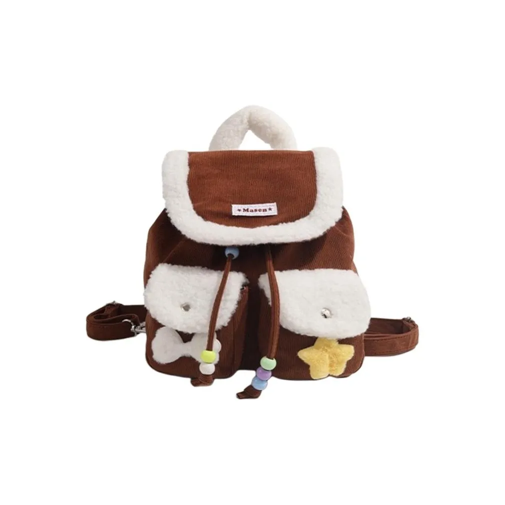 DALO Вельвет Рюкзак Стандартный Женский Коричневый Розовый