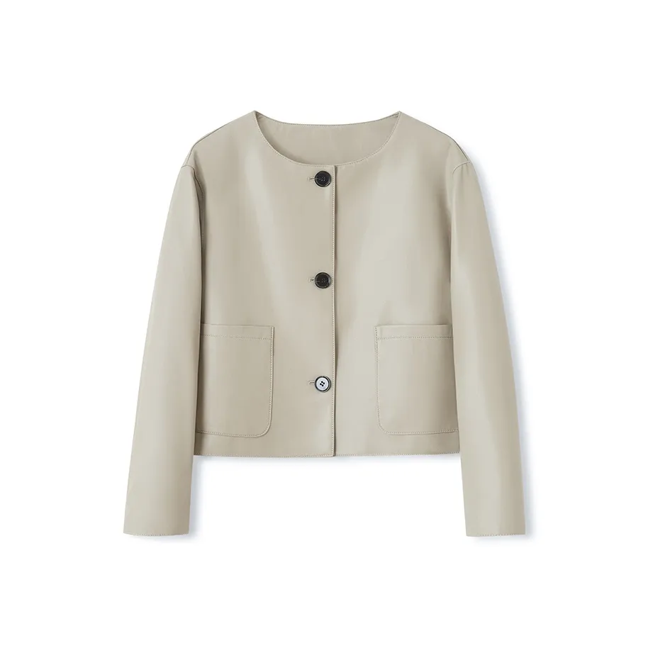 Beast King Sheepskin Cropped Leather Jacket Women's