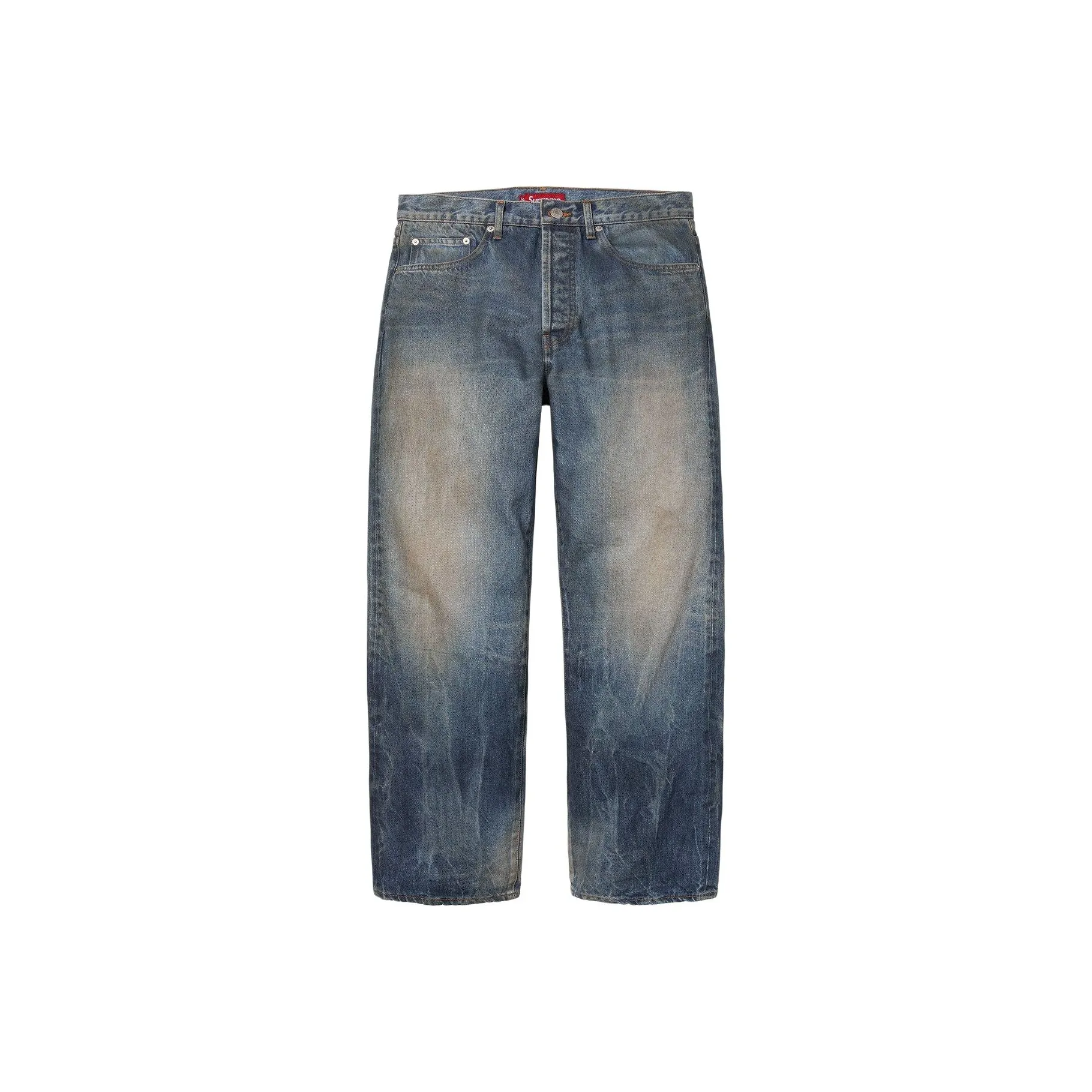 Supreme FW25 WEEK5 Потертый Loose Fit Selvedge Джинсы Jeans Унисекс