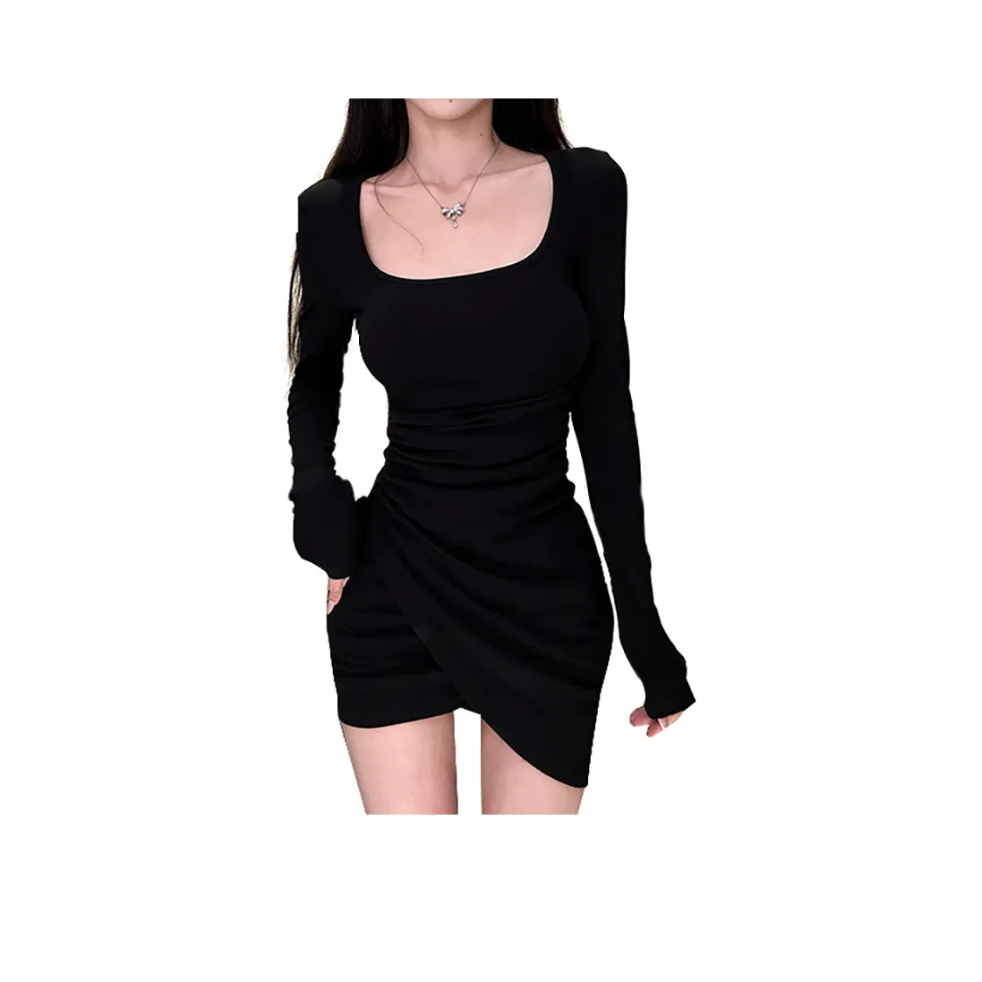 MIIOW Длинное платье с длинными рукавами женское