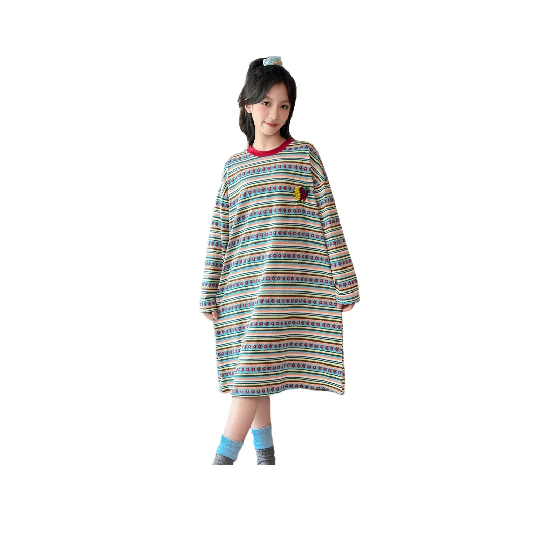 Yomi House Винтажный красный Школьный возраст Домашние и ночные платья