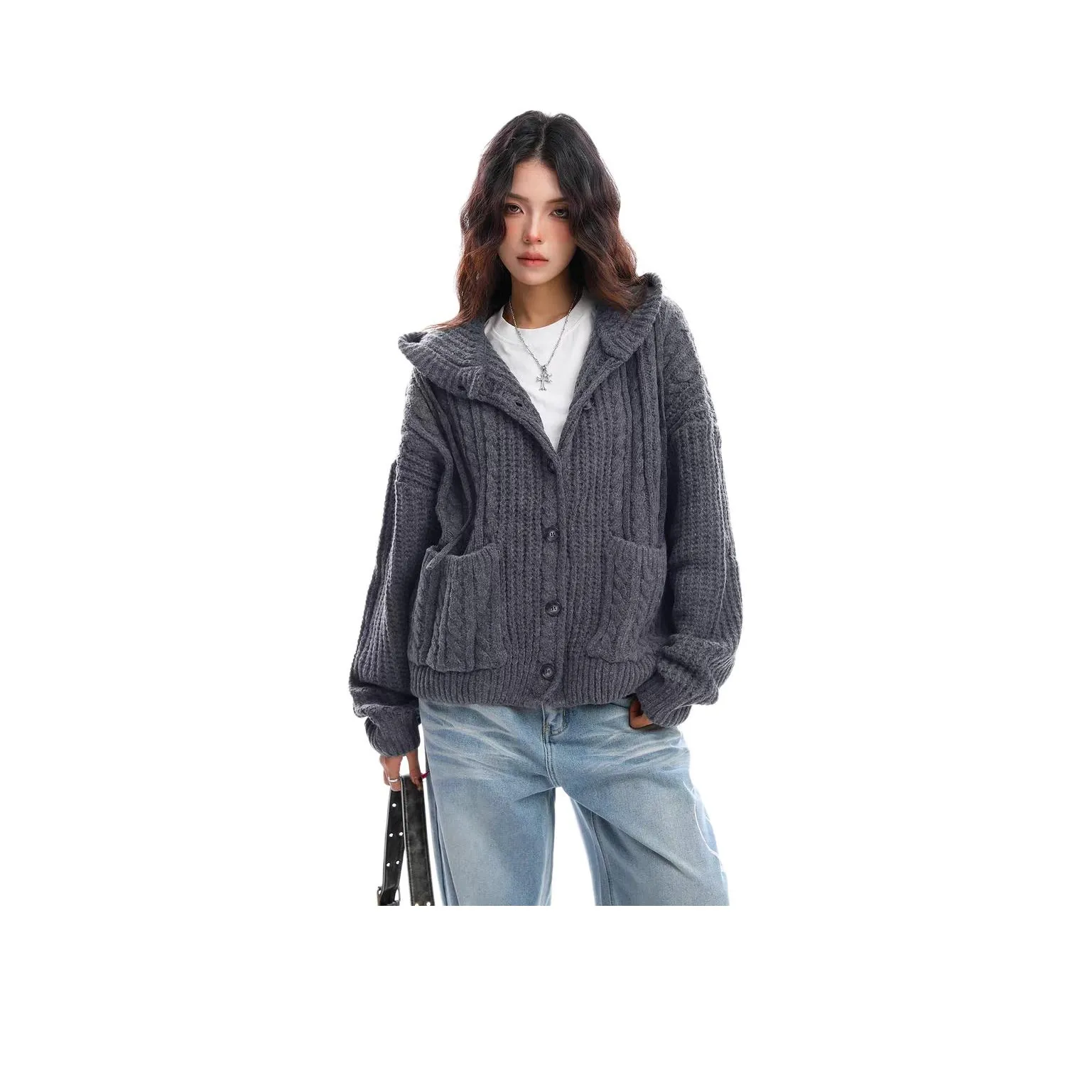 QIAOMONVHAI Серый Универсальный размер Женский Трикотаж