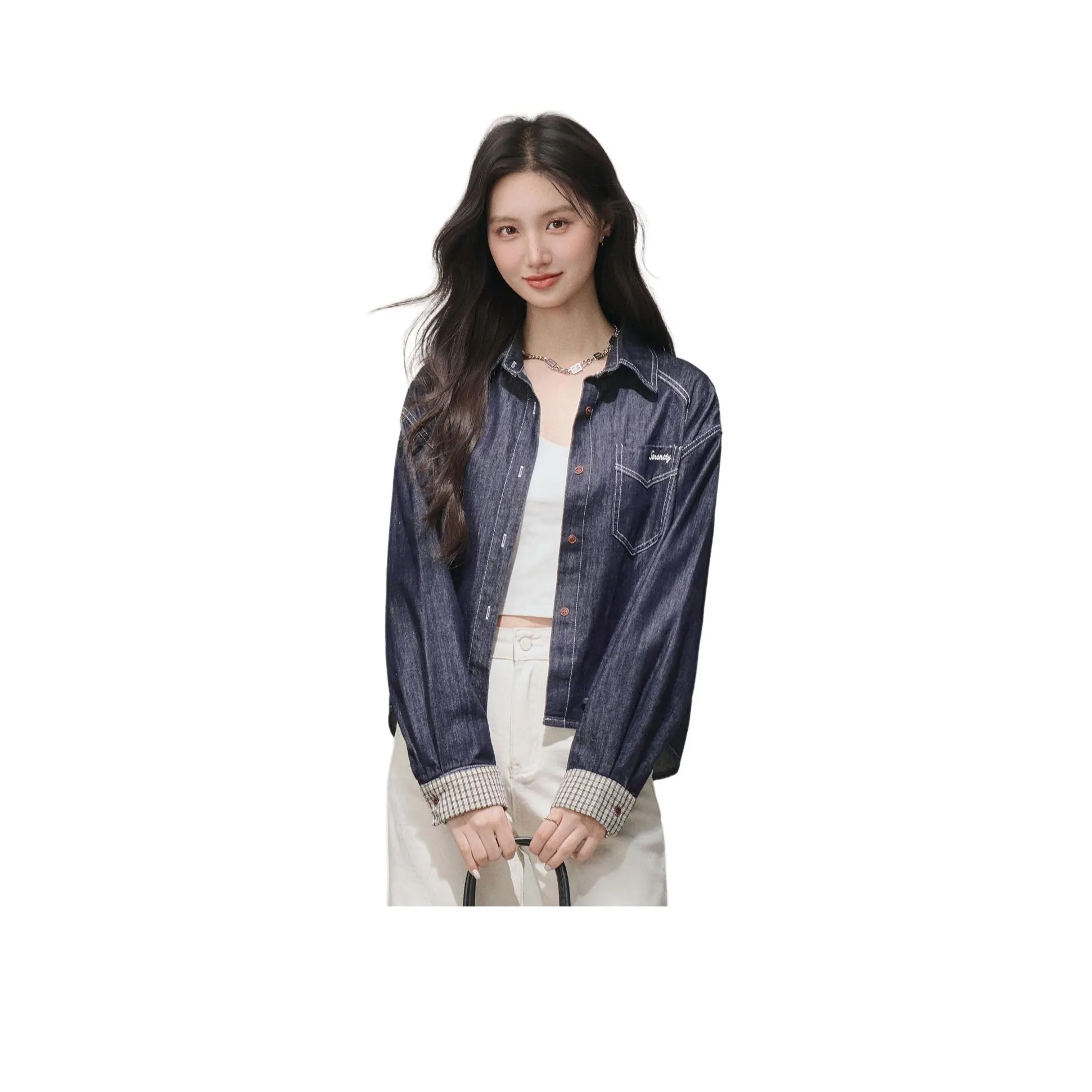 MINETTE Темно-синий женский джинсовые куртки