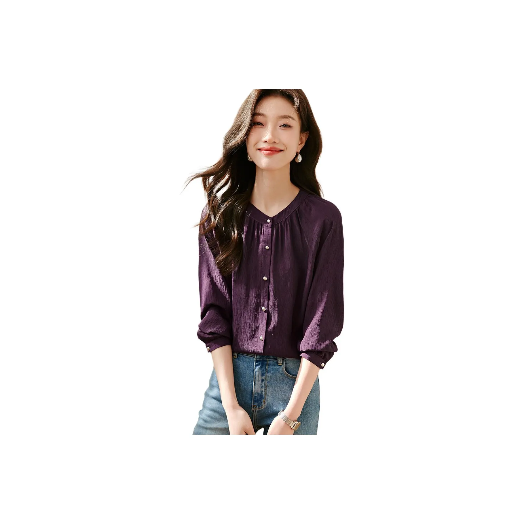 MOHANYIMEI Темно-красный фиолетовый женские рубашки