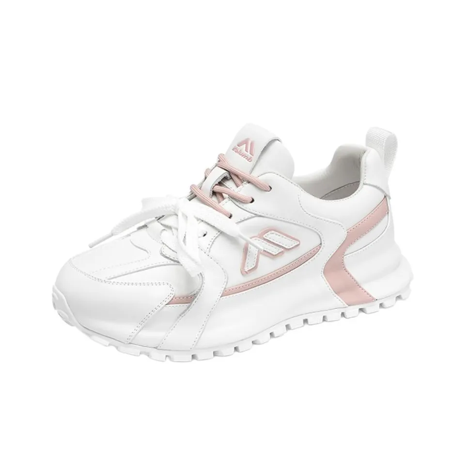 KOLUMB Легкий визуально увеличивает рост Низкий топ Повседневная обувь Женская Белая Розовая