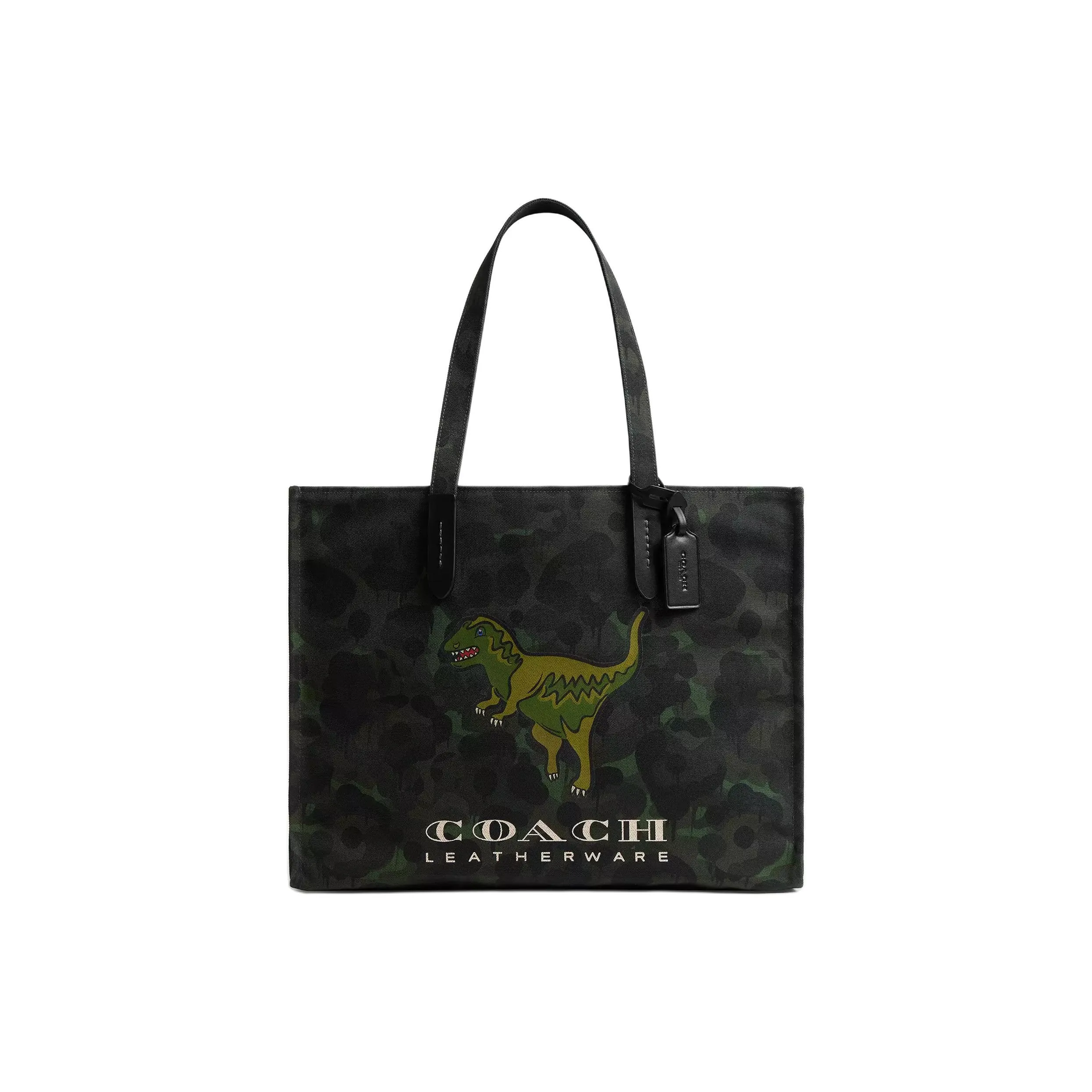 COACH Rexy Холст Тоут Сумка Сумка для покупок Сумка через плечо Большая Мужская Армейская Зеленая