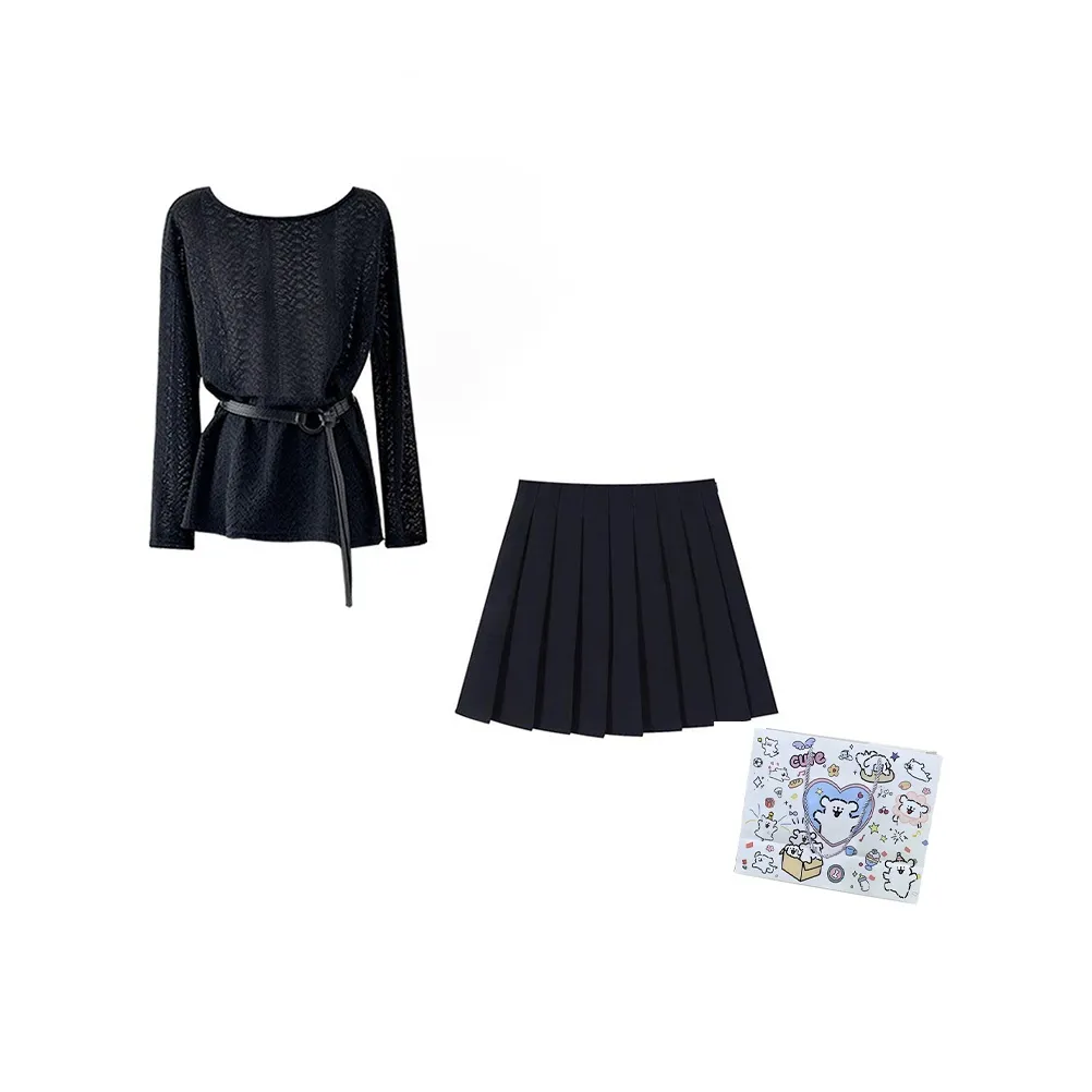 MARIE·COCO Черный топ + Юбка Женские Комплекты с юбкой