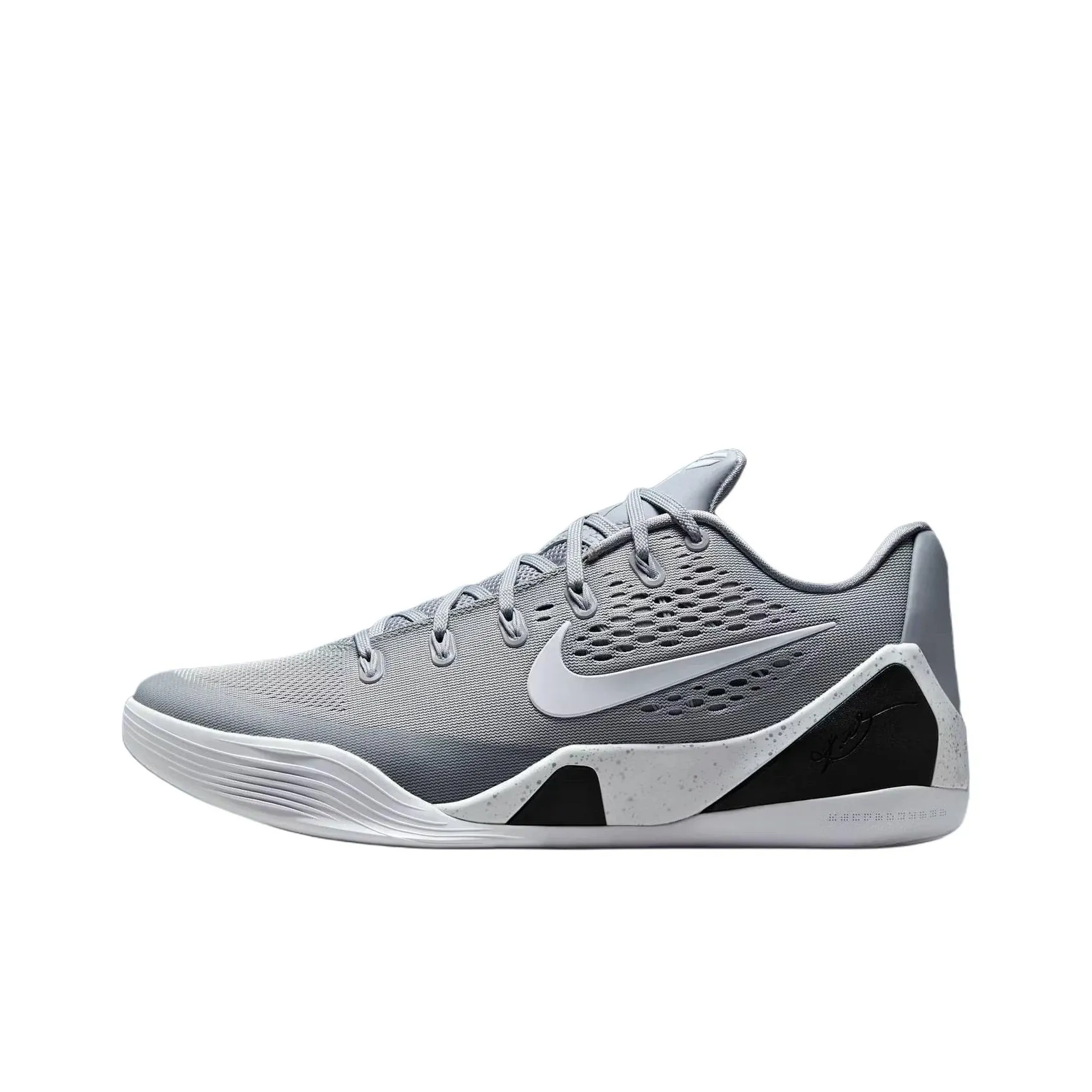 Nike Kobe 9 Slip Resistant Abrasion Resistant Низкие Баскетбольные Кроссовки Унисекс Серый Белый