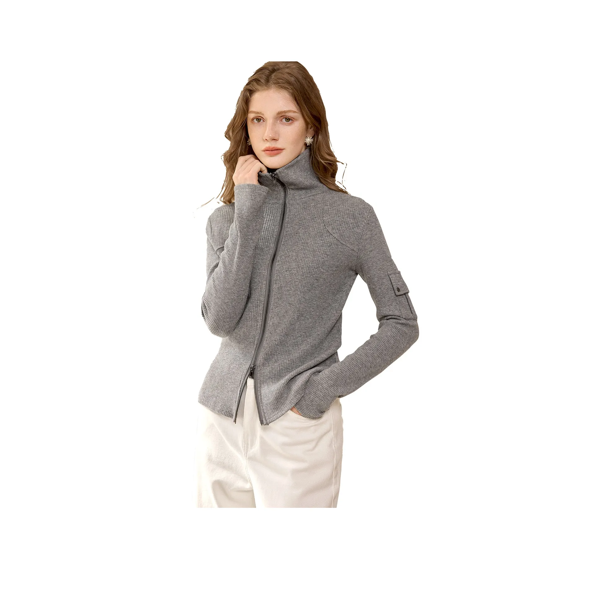 TOUCH Светло-серый Женский Короткий Пальто