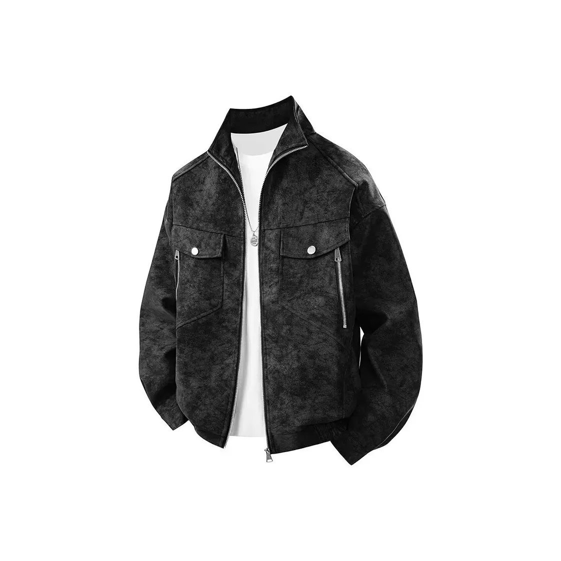 TONYBEAR Мужская одежда Свободный крой Воротник-стойка Байкер Стиль Куртка Мужская