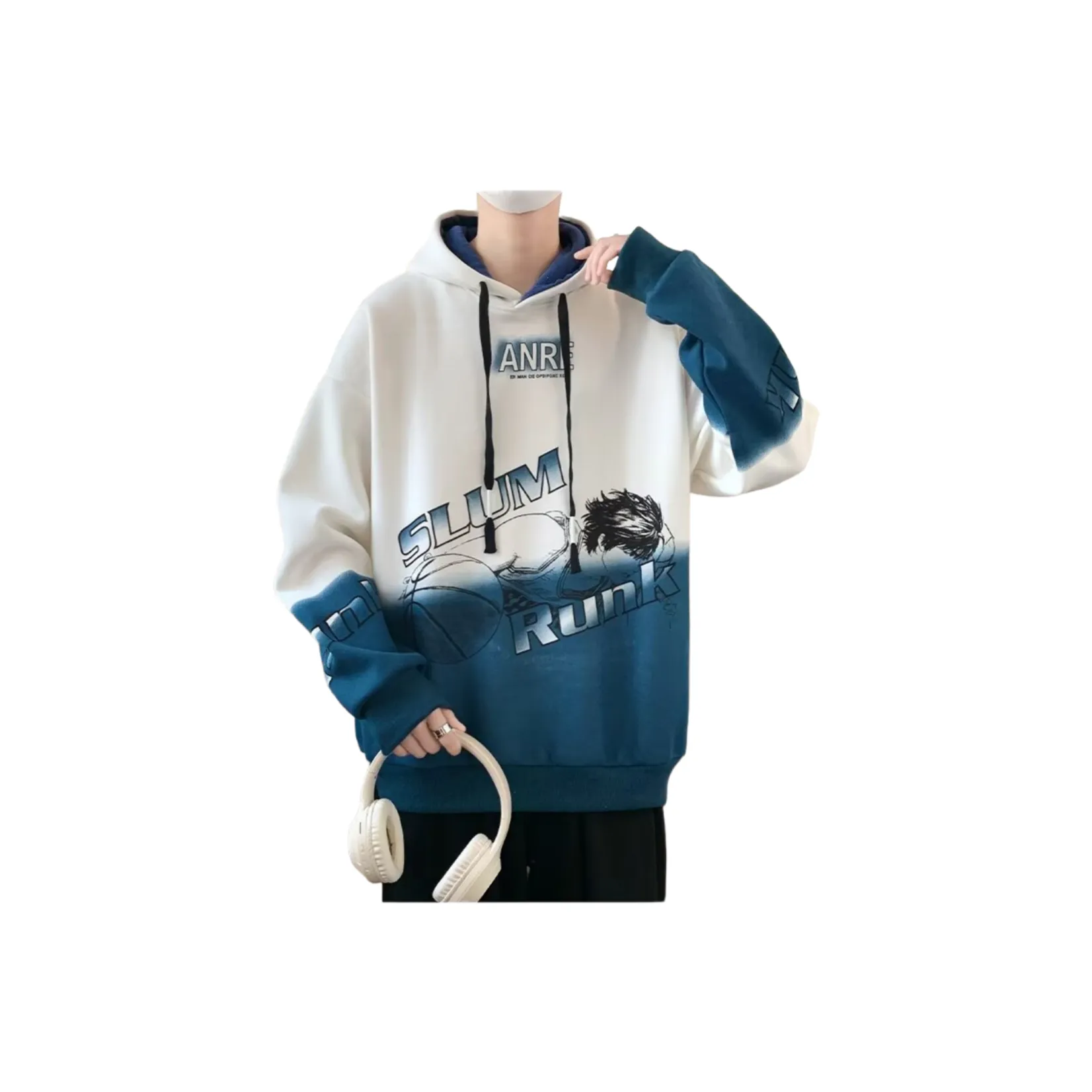 NRXX Мужская одежда Casual Sports Свободный крой Модный Градиент Универсальный Большой размер Подростки Студенты С принтом Толстовка Мужская