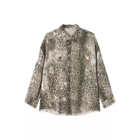 GEZITAI Леопардовый принт Женские Рубашки