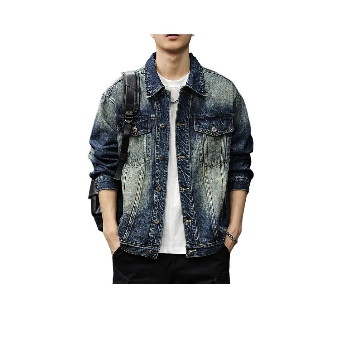QIANJINNIU Сапфир Синий Мужской Джинсовые Куртки