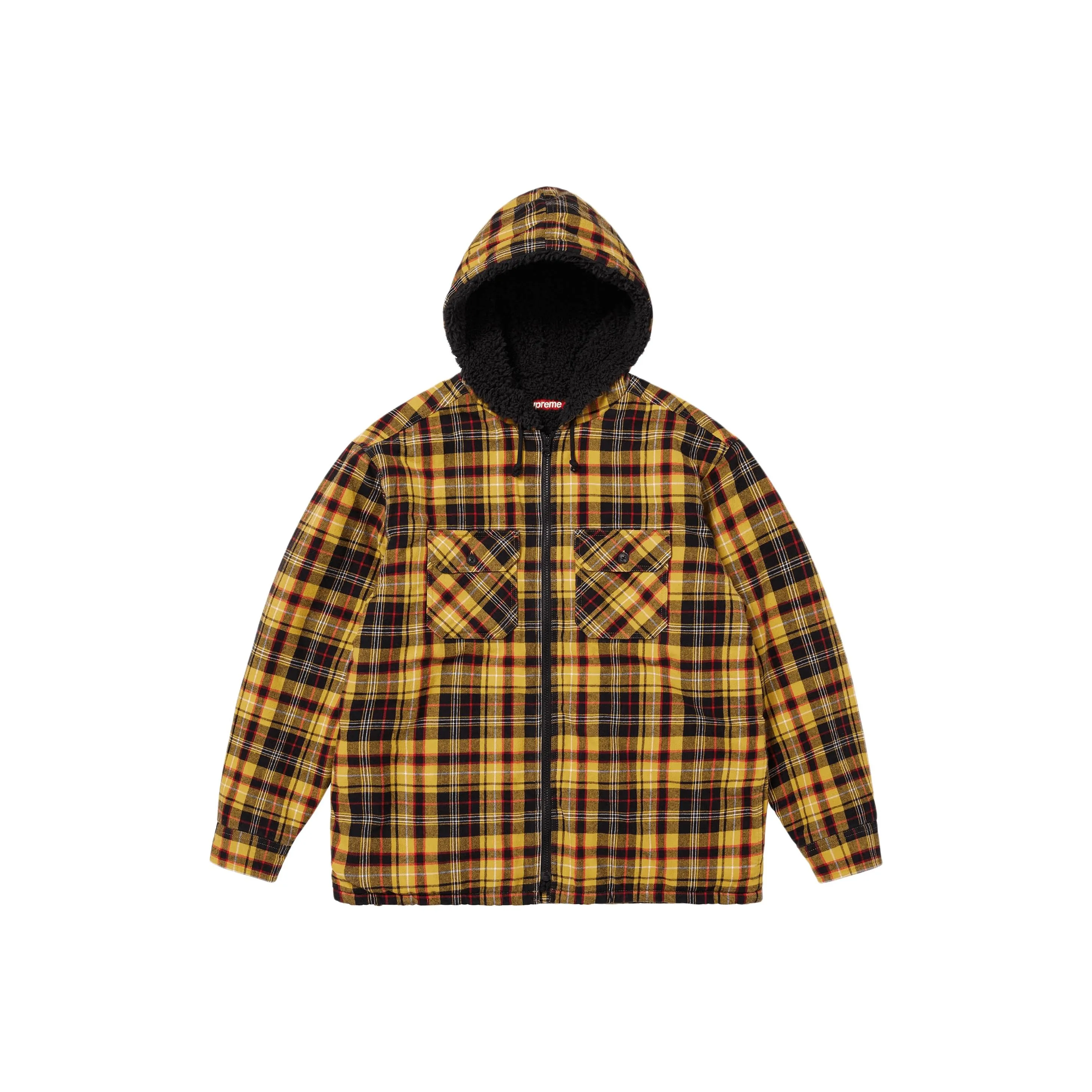 Supreme FW25 WEEK10 Линейная ZIP UP С капюшоном Фланелевая Рубашка Унисекс