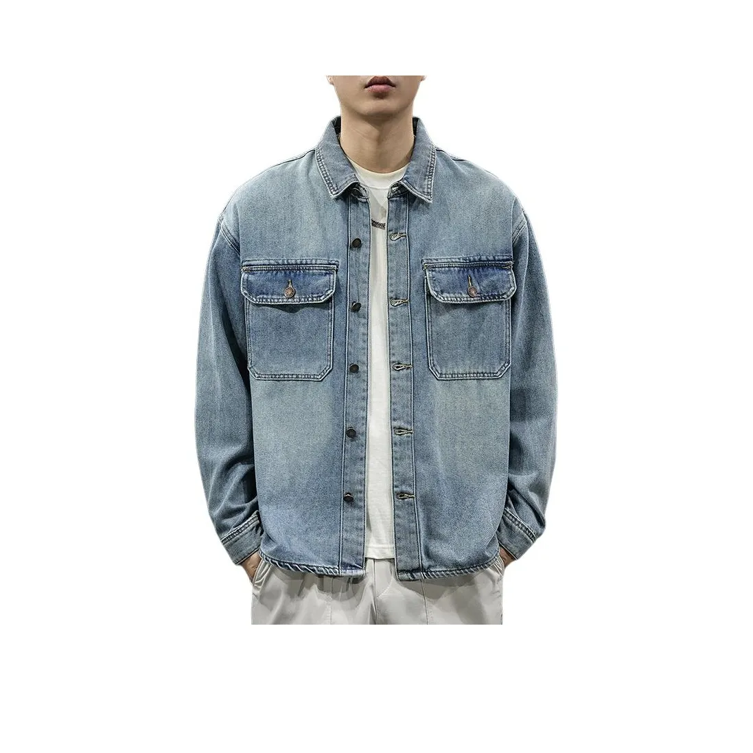 QIANJINNIU Синий Мужской Джинсовые куртки