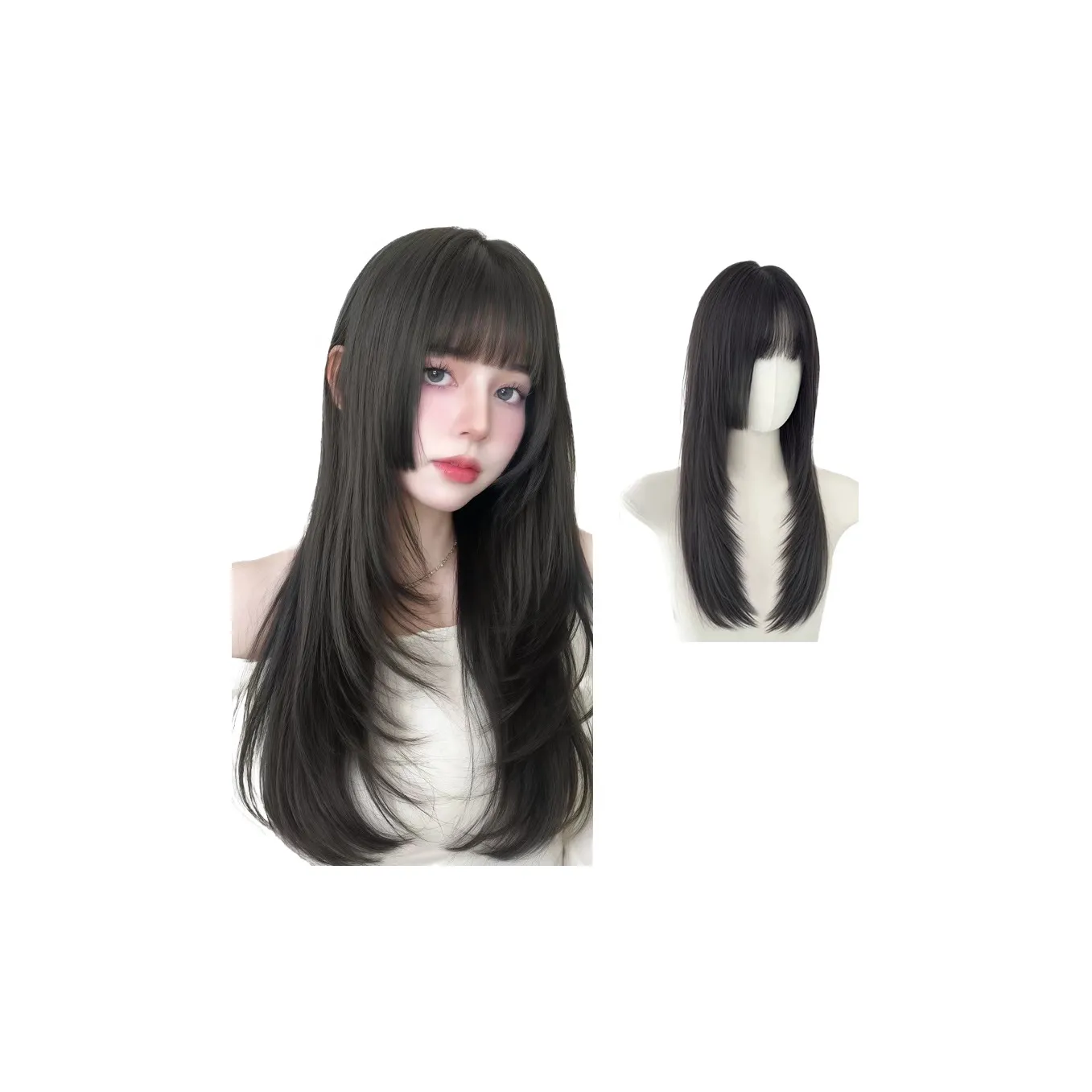 YUNQING Высокий уровень Принцесса Cut Full Голова Перука для женских волос смешанный шелк длинные прямые волосы