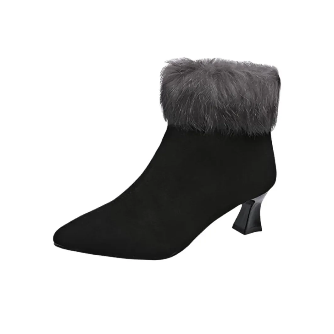 Wuji Заостренный носок Высокий каблук Ботильоны Женские