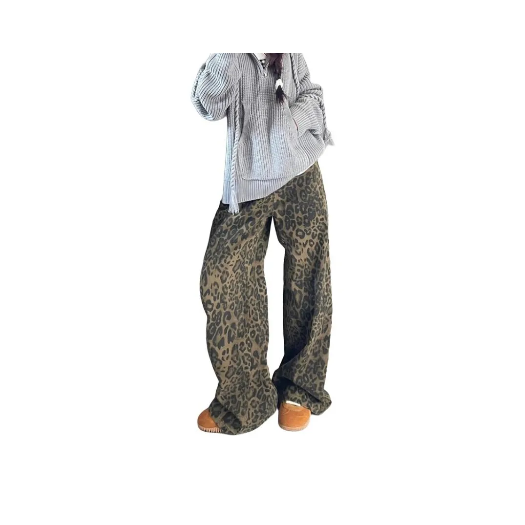 MORii Леопардовый принт Унисекс Джинсы