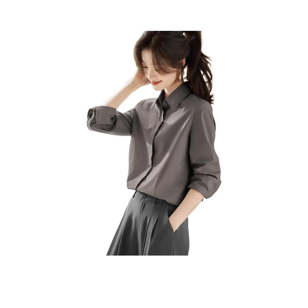 MOHANYIMEI Carbon Gray Женские Рубашки