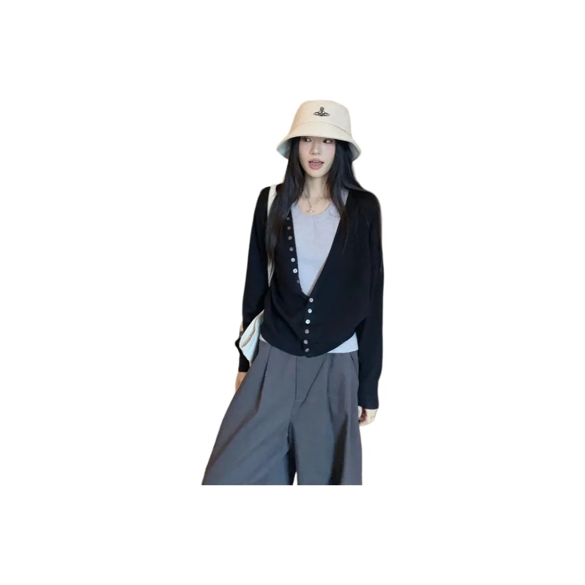 REMOULD Черный кардиган + Серый кардиган Женская трикотажная одежда