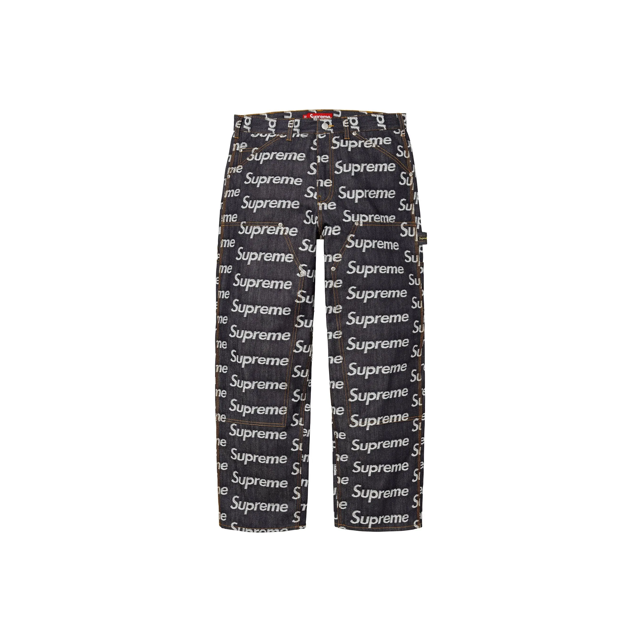 Supreme Fw25 WEEK10 Жаккард LOGOS Двойной Колено Деним PAINTER Джинсы Джинсы Унисекс